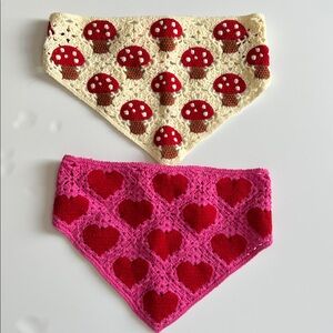 Crochet Bandana Set | Heart & Mushroom Motifs Bundle